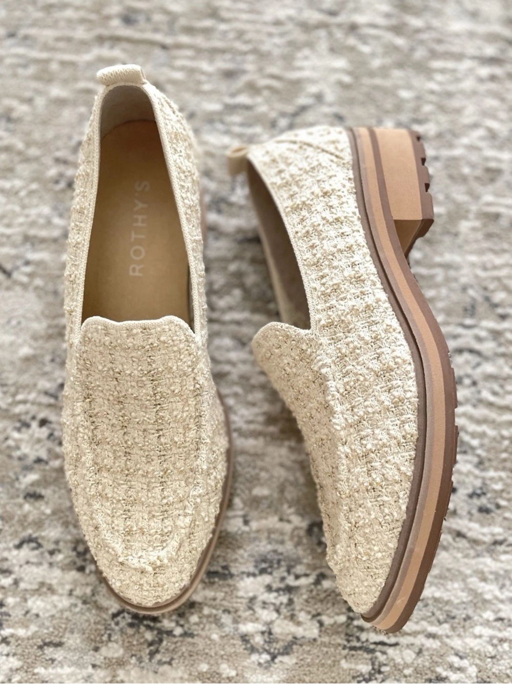 Rothy’s‎ The Lug Loafer Boucle Cream Beige Size 9.5 Preppy - Picture 3 of 8